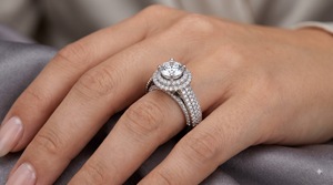 0.70 CT Lab Grown Round Brilliant Diamond Wedding <b>Ring</b> Gold 14KT Rhodium Plated Multi Row <b>Split</b> Shank OEM ODM Custom Jewelry - Product Image 2