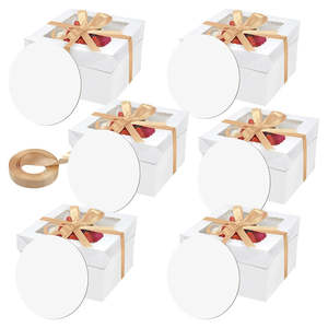 Portable Folding Clamshell <b>Cake</b> <b>Boxes</b> Eco-friendly Biodegradable Compostable Square Paper Board Glossy Lamination Embossed - Product Image 1