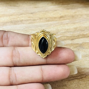 Hot Design Vintage Brass <b>Ring</b> Black Onyx <b>Chunky</b> Boho <b>Ring</b> Statement Gold Plated Handmade <b>Ring</b> Wholesale Tribal <b>Ring</b> For Women - Product Image 2