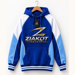 Wholesale Direct Ziakot Industry Custom <b>Stitched</b> Royal White-Yellow Line Sports Pullover Sweatshirt <b>Hoodie</b> - Product Image 4
