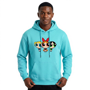 Sweat à capuche rouge pour homme Powerpuff Girls, imprimé avec un motif de personnage, logo sur le devant, sweat à capuche en molleton tricoté, style automne - Product Image 2
