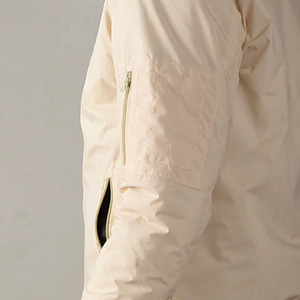 Chaqueta Bomber Beige para Hombre, Color Sólido, Cierre de Cremallera, Estilo Casual, Exterior de Poliéster, Corte Regular, para Otoño - Product Image 2