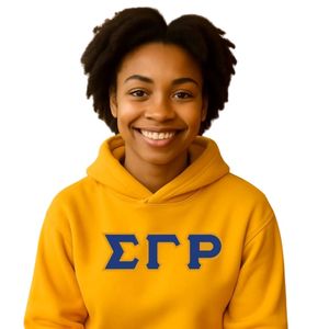 Sudadera con Capucha Personalizada de Sarga Dorada Sigma Gamma Rho, Sudadera con Capucha de la Hermandad Griega, Sudadera con Capucha de Forro Polar con Letras para Mujer, Ropa Universitaria Informal - Product Image 1
