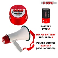 Mégaphone 5 cœurs 30W, haut-parleur PA type corne de bœuf avec portée de 800 yards, amplificateur de voix puissant, portable