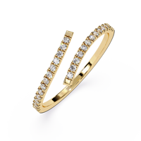 Bague en or jaune massif 14 carats pour femme, minimaliste, sertie de pierres de laboratoire taille brillant rondes, pour un usage quotidien, bande empilable