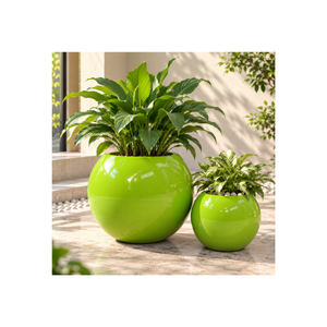 Premium Large Fiberglass Planter With UV Resistant Finish Modern Round Outdoor Garden Pot Decorative Container <b>For</b> Patio - Product Image 1