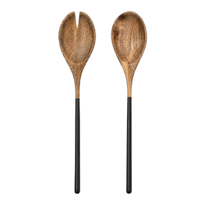 Juego de Servidores de Ensalada de Madera de Mango Tallados a Mano con Asas Retorcidas, Cucharas y Tenedores de Madera Natural Ecológicos para Cocina - Product Image 4