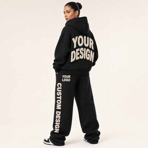 Ensemble sweat à capuche et pantalon de jogging à entrejambe bas, avec broderie 3D personnalisée, en molleton bouclé épais, pour femme, tenue décontractée, neuf avec étiquette - Product Image 5