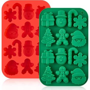 2 Stampi in Silicone per Cioccolato, Kit per Candele Fai-da-Te, Babbo Natale, Albero di Natale, Pupazzo di Neve, Omino di Pan di Zenzero, per Dolci e Gelatine - Product Image 1