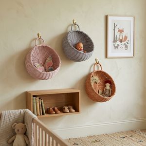 Woven Wall <b>Basket</b>, Faux Wicker <b>Egg</b> Shaped Hanging <b>Basket</b>, Colorful Nursery Organizer for Toys, Books & Plants - Product Image 5