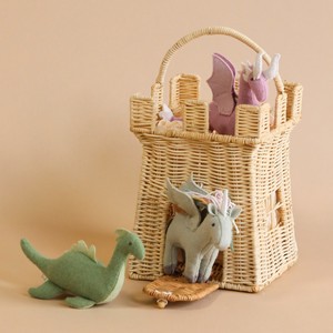 Rattan castle baskets new design handmade woven kids <b>bag</b> <b>toddler</b> storage basket with handle - Product Image 4