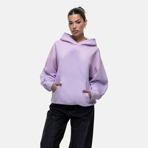 Sudadera con Capucha Oversize para Mujer, Color Liso, Hombros Caídos, Algodón y Forro Polar de Bambú, Transpirable, con Logo Frontal, para Invierno y Otoño, Estilo Casual - Product Image 1