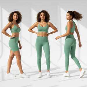 Ensemble de yoga sans couture grande taille en dentelle, doux comme un nuage, effet galbant fessier, haute élasticité, pour femmes, vêtements de sport et fitness, Bangladesh - Product Image 1