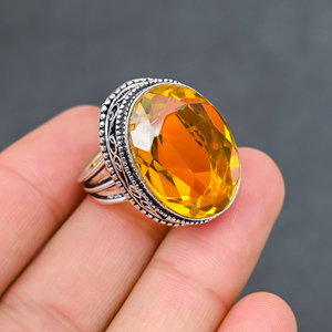 Magnifique Bague Tendance en Citrine Jaune, Pierre Précieuse, Argent Massif 925, Bijoux Faits Main, Vente en Gros, Prix d'Usine - Product Image 3