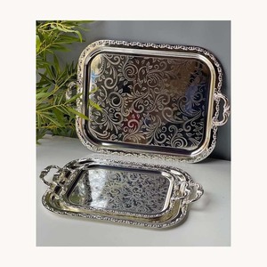 Plateau de service en métal haut de gamme, nouveau design, plateau de service de luxe personnalisé pour chocolats, desserts et en-cas - Product Image 1