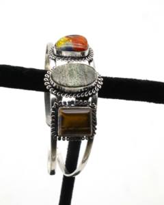 Mix Gemstone German <b>Silver</b> <b>Cuff</b> <b>Bracelet</b> Handmade Adjustable Ethnic Boho Statement Jewelry for Women - Product Image 3