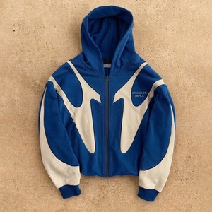 Découvrez le sweat à capuche zippé Impex pour homme, vert et rouge, style color block, coupe oversize, streetwear décontracté, en molleton, manches classiques, collection automne - Product Image 5