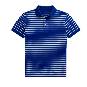 เสื้อโปโลผู้ชายลายทางถัก แขนสั้น ทรงปกติ สีขาว-น้ำเงิน ดีไซน์ลาย - Product Image 3