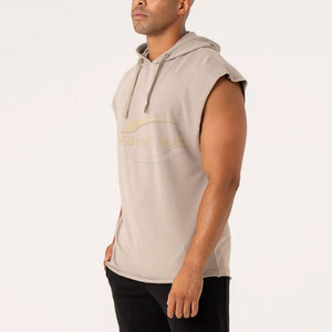 Haut de sport sans manches pour homme avec capuche ajustable, en coton respirant, idéal pour l'entraînement, la course et le fitness - Product Image 3