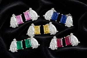 Pendientes de Oro Blanco de 14 Quilates SARVOTTAM para Mujer, Joyería Fina con Rubí y Diamante Cultivados en Laboratorio, Estilo Toi Et Moi, para Bodas y Fiestas - Product Image 2