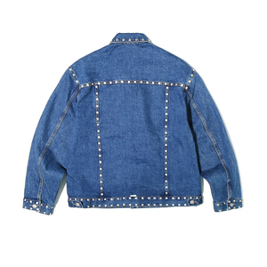 High Quality Winter Oversized Denim <b>Jacket</b> for Men Customized Embroidered <b>Rhinestones</b> Vintage Style Denim <b>Jackets</b> - Product Image 2