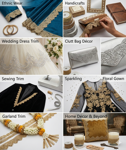 ชุดเจ้าสาวลายปักฉลุลายดอกไม้แบบลึกสไตล์เรกอัลบาโรก ผ้าส่าหรีสำหรับงานเทศกาล และงานฝีมือระดับไฮเอนด์ - Product Image 3