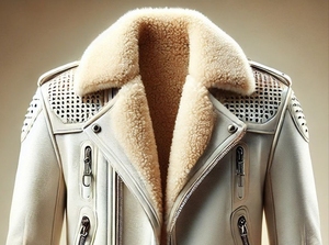 Blouson en cuir pour homme avec col en fausse fourrure et fermeture éclair - Product Image 4