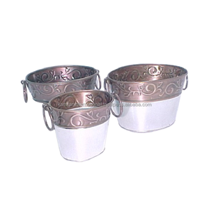 Ensemble de trois pièces de jardinières design de luxe en métal pour jardin et restaurant Accessoires pour plantes florales - Product Image 3