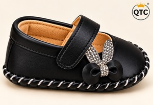 Chaussures noires pour bébé Mary Jane avec nœud et semelle souple, ballerines de princesse pour filles, idéales pour les fêtes et les premiers pas - Product Image 2