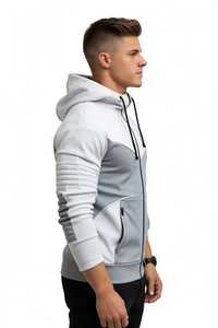 Unisex Solid Zip-Up Hoodie Gray <b>White</b> Long Sleeve Hooded Fleece Streetwear <b>Sweatshirt</b> for Winter Digital Printing OEM Service - Product Image 4