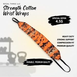 Bandes de maintien pour poignets camouflage, douces, respirantes, antidérapantes, 100% coton, avec boucles de pouce pour haltérophilie et entraînement de force - Product Image 1