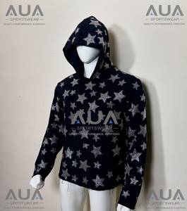 Sudadera con Capucha para Hombre AUA, Diseño de Estrellas Negras, Corte Regular, Informal, Tejido de Poliéster, para Otoño - Product Image 2