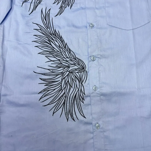 Classic <b>Long</b>-Sleeve Collarless Casual Shirt Featuring Floral Hand-painted Woven Velour 100% Cotton Summer Shirts - Product Image 4