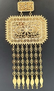 Conjunto de Collar, Pendientes y Anillo Chapados en Oro de 24K para Mujer, Diseño Clásico con Borlas Árabes, Joyería para Compromiso y Boda - Product Image 3