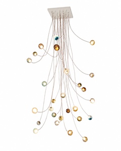 Lámpara de Araña LED de Lujo con 28 Globos de Cristal en Cascada para Vestíbulo de Hotel, Escalera, Salón, Proyecto de Villa - Product Image 1