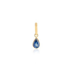 14K <b>Solid</b> Yellow <b>Gold</b> Teardrop Charm <b>Pendant</b> with Garnet Topaz or Diamond Options - Product Image 5