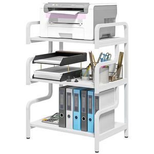 Free Standing White Metal 3-Tier Printer Stand Premium Shelving Unit - Product Image 1