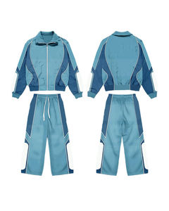 Chándal 100% nailon de 2 piezas, pantalón y chaqueta con cremallera, logotipo DTF, líneas reflectantes de malla en el interior, chándal cortavientos para hombre - Product Image 3