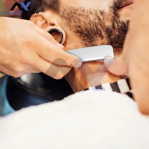 Kit de rasoir droit professionnel avec 10 lames à double tranchant remplaçables en acier inoxydable, manche incurvé en bois, pour le soin masculin - Product Image 3