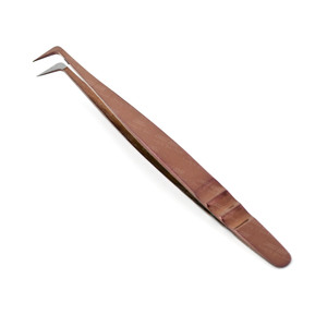 Juego de pinzas de extensión de pestañas de etiqueta privada, pinzas de punta de fibra, pinzas de pestañas de volumen de 90 grados, Punta puntiaguda, revestimiento de plasma personalizado - Product Image 1