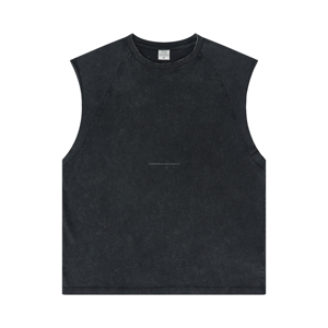 Vente en gros Printemps-Été 2024 Débardeur sans manches délavé et vieilli 275g style Raglan, style streetwear américain rétro et tendance - Product Image 3