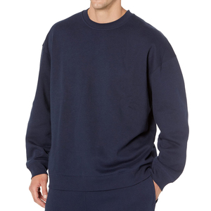 Sudadera de Cuello Redondo Azul Marino para Hombre, Corte Regular, 100% Algodón, Tejido de Punto, Estilo Casual, Otoño, Color Sólido, Manga Larga - Product Image 4