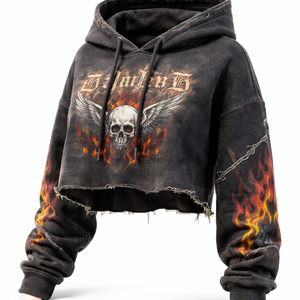 Sudadera Corta Premium con Efecto Desgastado para Mujer al por Mayor - Pedidos Personalizados Disponibles Directamente del Fabricante - Product Image 3