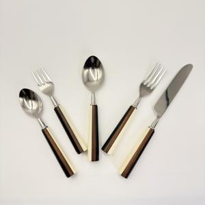 Juego de Cubiertos de Acero Inoxidable Ecológico, Moderno y Elegante, con Mango de Resina y Madera, para Restaurantes - Product Image 4