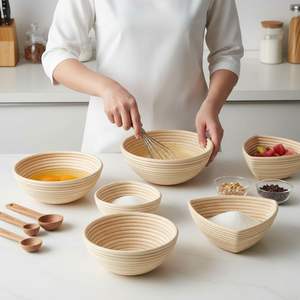 <b>Bread</b> Proofing <b>Basket</b> Natural Rattan Bamboo Eco-friendly Non-stick Dough Rising Bowl Handmade Sourdough Baking Tool for - Product Image 3