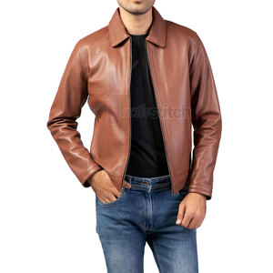 Chaqueta de Invierno de Cuero y Lona de Diseño Personalizado, Color Sólido, Logotipo Frontal para Hombre, Ecológica - Product Image 4