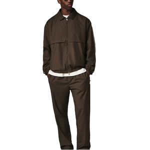 Conjunto Deportivo para Hombre, Talla Grande 2 1, Chaqueta con Capucha y Cierre Completo, Pantalones, Color Sólido, Estilo Casual, Transpirable, Poliéster, Invierno - Product Image 1