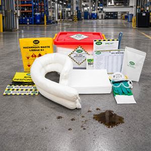 Kit de nettoyage des déversements d'hydrocarbures industriels, boîte transparente absorbante pour huile, 20 litres, écologique, 100% polypropylène blanc, SABER - Product Image 1