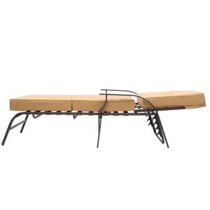 Silla de Patio Ajustable de Acero para Exteriores con 5 Posiciones, Cojines Beige Resistentes a los Rayos UV para Tomar el Sol - Product Image 6