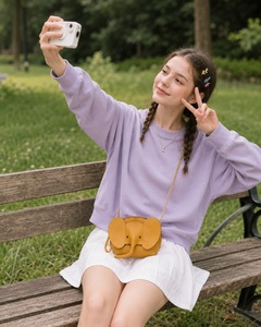 Mini bolso cruzado con forma de elefante, bonito bolso de hombro con cadena de cuero PU, bolso con forma de animal para niñas y mujeres, regalo - Product Image 2